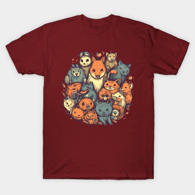 Funny animals, cute children animal motif T-Shirt by Unelmoija